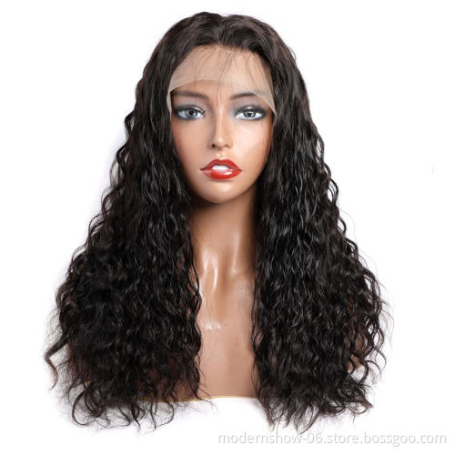 Factory Supply 180% Density Virgin Brazilian Water Wave Lace Front Human Hair Wigs